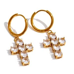 Elegant Gold Cross Hoop Earrings